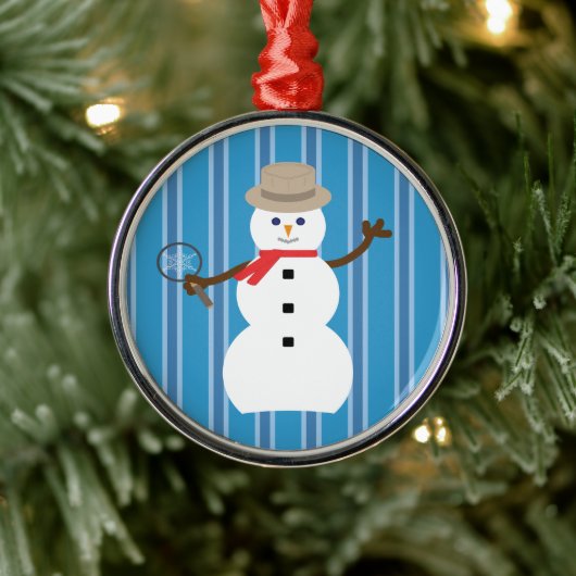 Spaß und Extravagant Blue Snowman Detective Ornament Aus Metall (Baum)