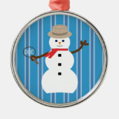 Spaß und Extravagant Blue Snowman Detective Ornament Aus Metall (Vorne)