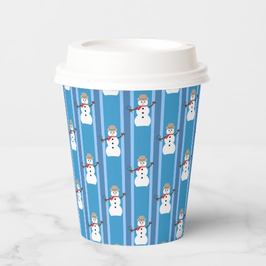 Spaß und Extravagant Blue Snowman Detective Pappbecher (Vorderseite)