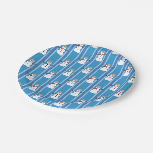 Spaß und Extravagant Blue Snowman Detective Pappteller (Schrägansicht)