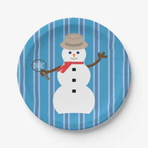 Spaß und Extravagant Blue Snowman Detective Pappteller