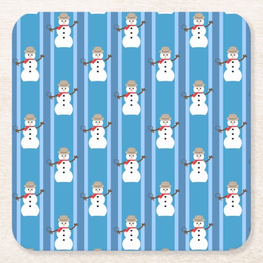 Spaß und Extravagant Blue Snowman Detective Rechteckiger Pappuntersetzer (Vorderseite)