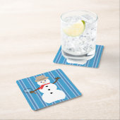 Spaß und Extravagant Blue Snowman Detective Rechteckiger Pappuntersetzer (Vor Ort)