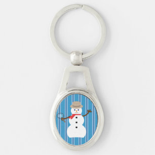 Spaß und Extravagant Blue Snowman Detective Schlüsselanhänger