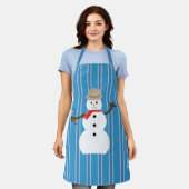 Spaß und Extravagant Blue Snowman Detective Schürze (Getragen)