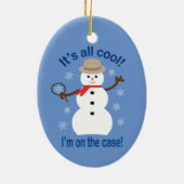 Spaß und Extravagant ist alles Cooler Schneemann D Keramik Ornament (Hinten)