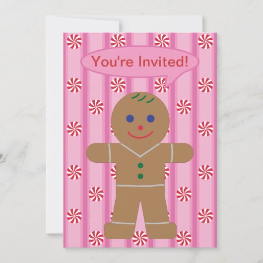 Spaß und Extravagant Pink Gingerbread Man Einladung (Vorderseite)