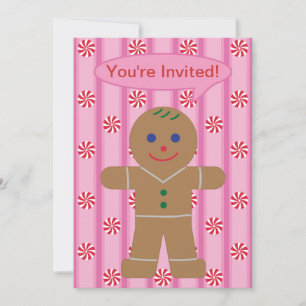 Spaß und Extravagant Pink Gingerbread Man Einladung