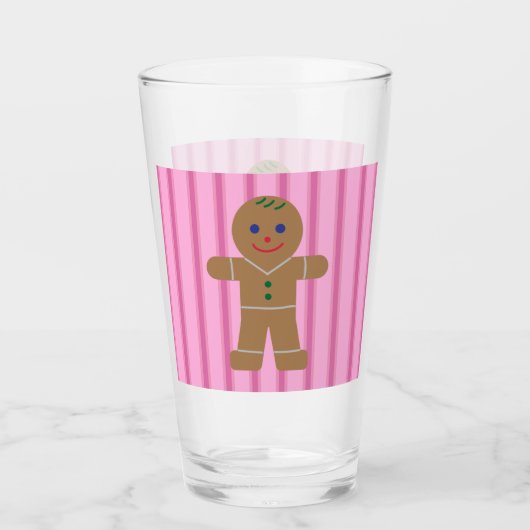 Spaß und Extravagant Pink Gingerbread Man Glas (Vorderseite)