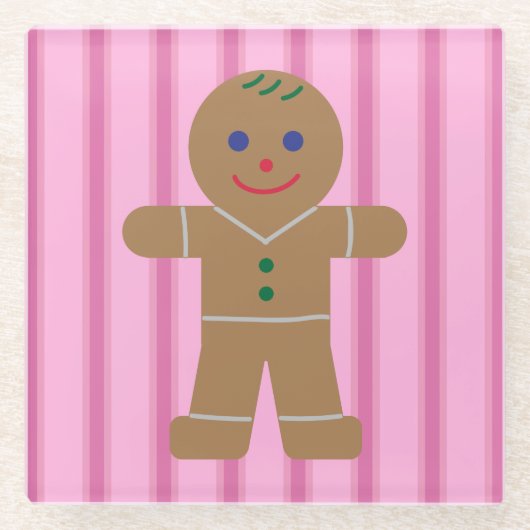 Spaß und Extravagant Pink Gingerbread Man Glasuntersetzer (Vorderseite)