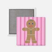 Spaß und Extravagant Pink Gingerbread Man Magnet (Vorderseite/Rückseite)