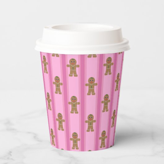 Spaß und Extravagant Pink Gingerbread Man Pappbecher (Rückseite)