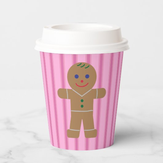 Spaß und Extravagant Pink Gingerbread Man Pappbecher (Rückseite)