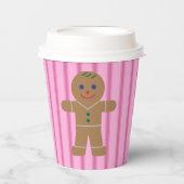 Spaß und Extravagant Pink Gingerbread Man Pappbecher (Vorderseite)