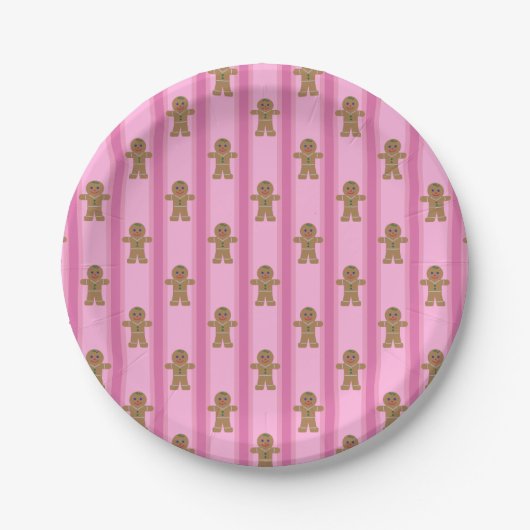 Spaß und Extravagant Pink Gingerbread Man Pappteller (Vorderseite)