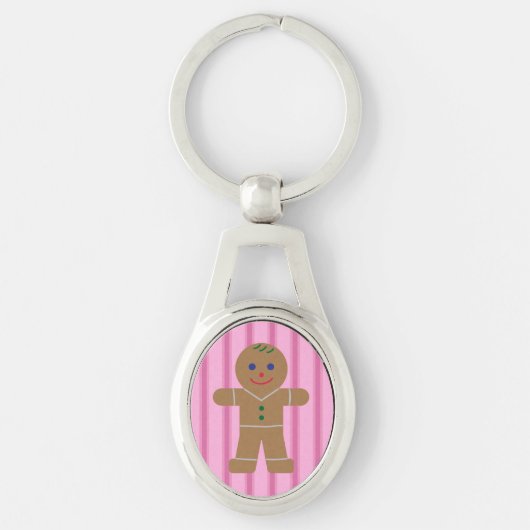 Spaß und Extravagant Pink Gingerbread Man Schlüsselanhänger (Vorderseite)