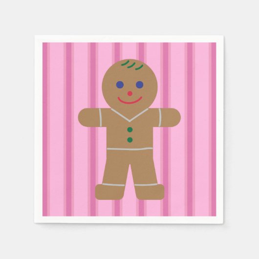 Spaß und Extravagant Pink Gingerbread Man Serviette (Vorderseite)
