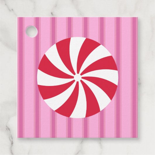 Spaß und Extravagant Pink Weihnachten Pfefferminzb Geschenkanhänger (Vorderseite)