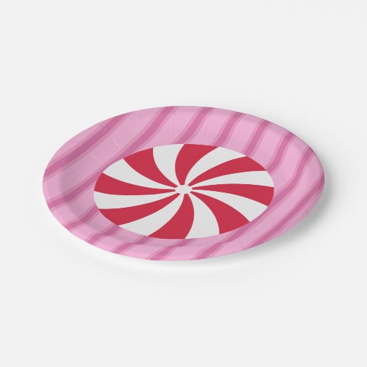 Spaß und Extravagant Pink Weihnachten Pfefferminzb Pappteller (Schrägansicht)