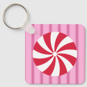 Spaß und Extravagant Pink Weihnachten Pfefferminzb Schlüsselanhänger (Vorderseite)