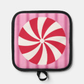 Spaß und Extravagant Pink Weihnachten Pfefferminzb Topflappen (Vorderseite)