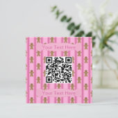 Spaß und Extravagant rosa Lebkuchen Mann QR-Code Einladung (Stehend Vorderseite)