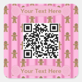 Spaß und Extravagant rosa Lebkuchen Mann QR-Code Quadratischer Aufkleber