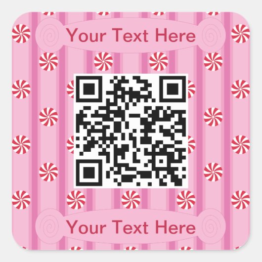 Spaß und Extravagant rosa Pfefferminzcode QR Quadratischer Aufkleber (Vorderseite)