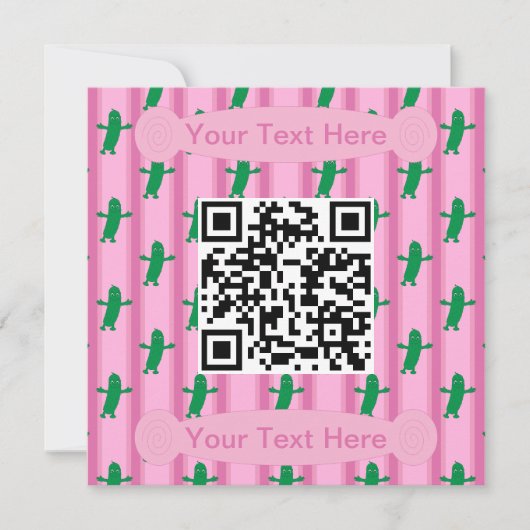 Spaß und Extravagant rosa Pickle QR-Code Einladung (Vorderseite)