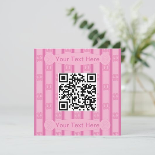 Spaß und Extravagant rosa Prätzel QR Code Einladung (Stehend Vorderseite)
