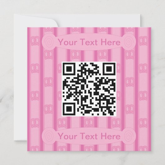 Spaß und Extravagant rosa Prätzel QR Code Einladung (Vorderseite)