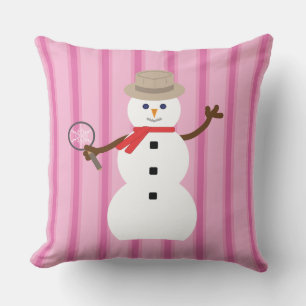 Spaß und Extravagant rosa Schneemann Detektiv Kissen