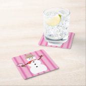 Spaß und Extravagant rosa Schneemann Detektiv Rechteckiger Pappuntersetzer (Vor Ort)