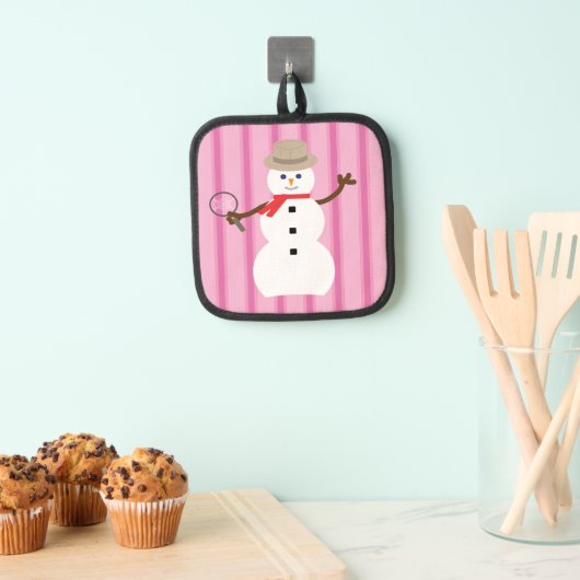 Spaß und Extravagant rosa Schneemann Detektiv Topflappen (Insitu (Hängend))