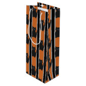 Spaß und Extravagante Halloween-Schwarzkatzen Geschenktüte Für Weinflaschen (Vorderseite Schrägansicht)