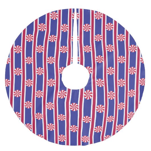 Spaß und Extravagante Pfefferminzbonbons Polyester Weihnachtsbaumdecke (Vorderseite)