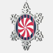 Spaß und Extravagante Pfefferminzbonbons Schneeflocken Zinn-Ornament (Rechts)