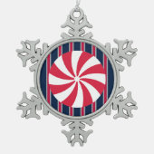 Spaß und Extravagante Pfefferminzbonbons Schneeflocken Zinn-Ornament (Vorderseite)