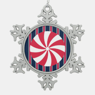 Spaß und Extravagante Pfefferminzbonbons Schneeflocken Zinn-Ornament