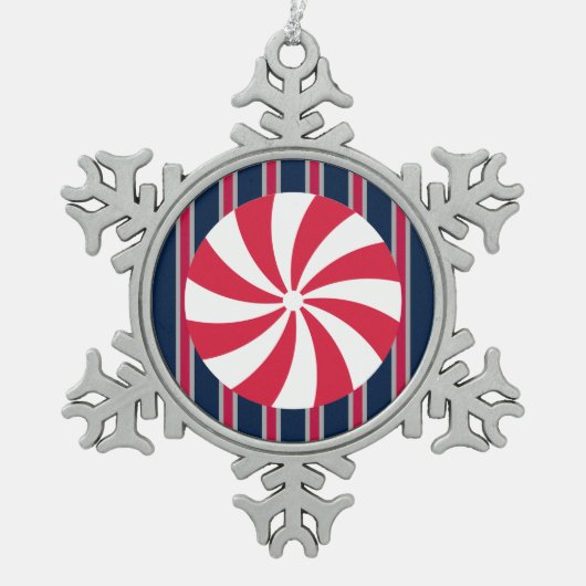 Spaß und Extravagante Pfefferminzbonbons Schneeflocken Zinn-Ornament (Vorderseite)