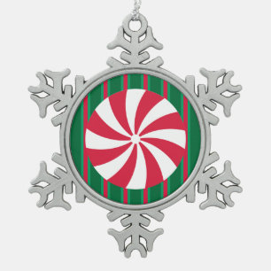 Spaß und Extravagante Weihnachten Pfefferminzbonbo Schneeflocken Zinn-Ornament