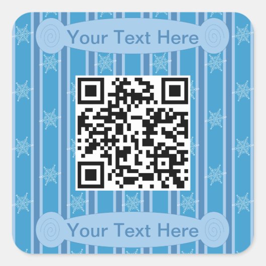 Spaß und Extravaganter Blue Snowflake QR Code Quadratischer Aufkleber (Vorderseite)