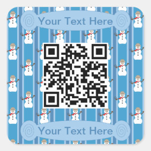 Spaß und Extravaganter Blue Snowman Detective QR C Quadratischer Aufkleber