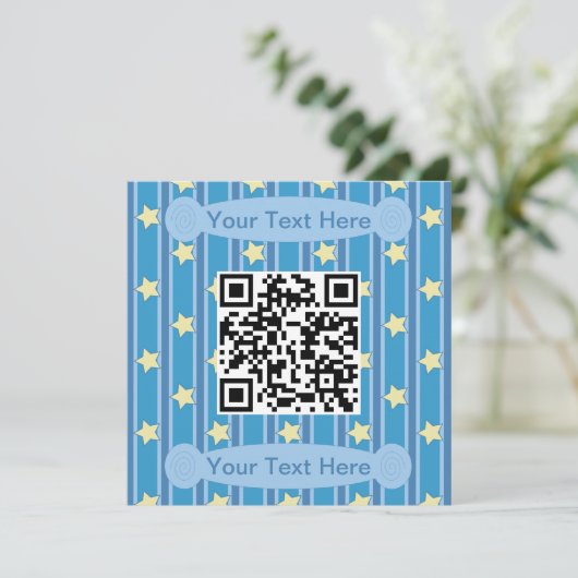 Spaß und Extravaganter gelber Star QR Code Einladung (Stehend Vorderseite)