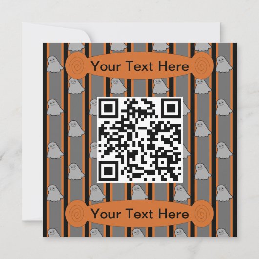 Spaß und Extravaganter Halloween Ghost QR Code Einladung (Vorderseite)