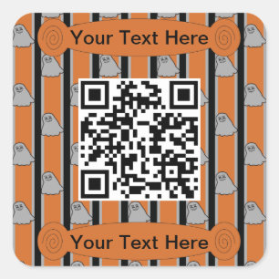 Spaß und Extravaganter Halloween Ghost QR Code Quadratischer Aufkleber