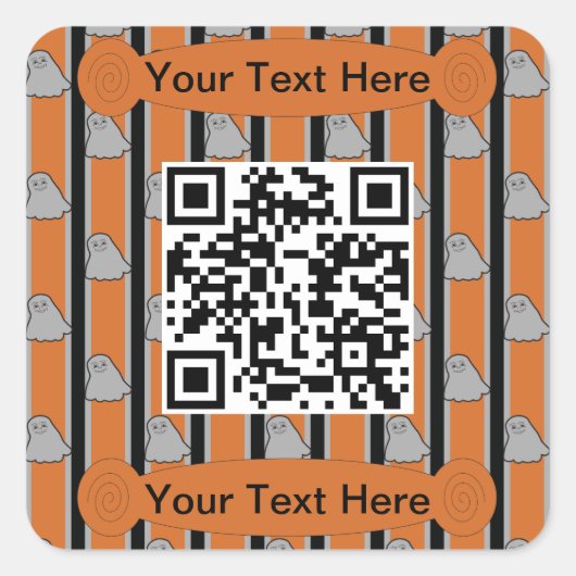 Spaß und Extravaganter Halloween Ghost QR Code Quadratischer Aufkleber (Vorderseite)