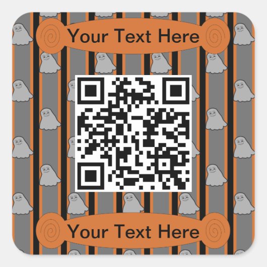 Spaß und Extravaganter Halloween Ghost QR Code Quadratischer Aufkleber (Vorderseite)