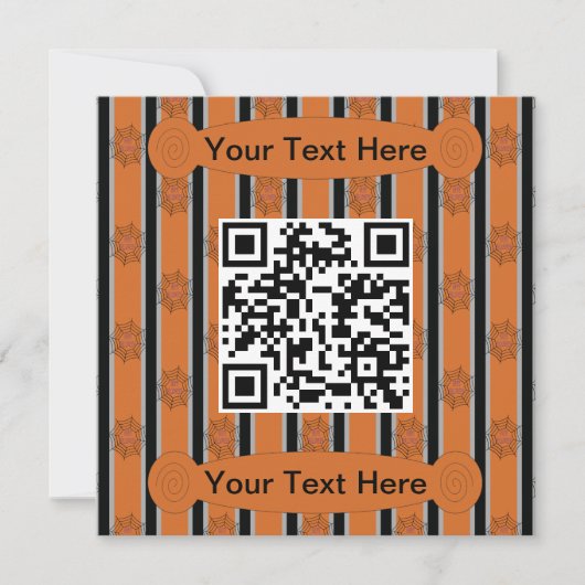 Spaß und Extravaganter Halloween Spider Web QR Cod Einladung (Vorderseite)