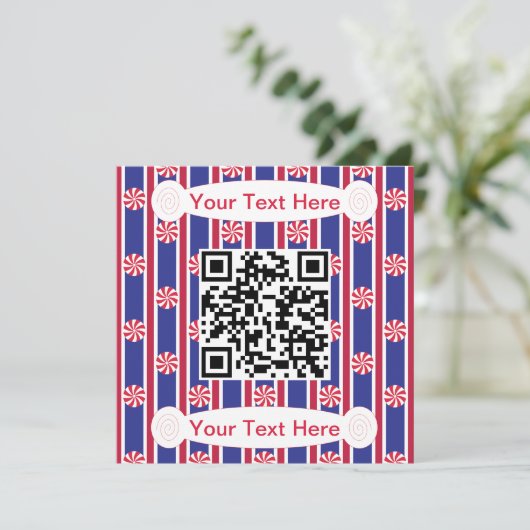 Spaß und Extravaganter Peppermint QR-Code Einladung (Stehend Vorderseite)